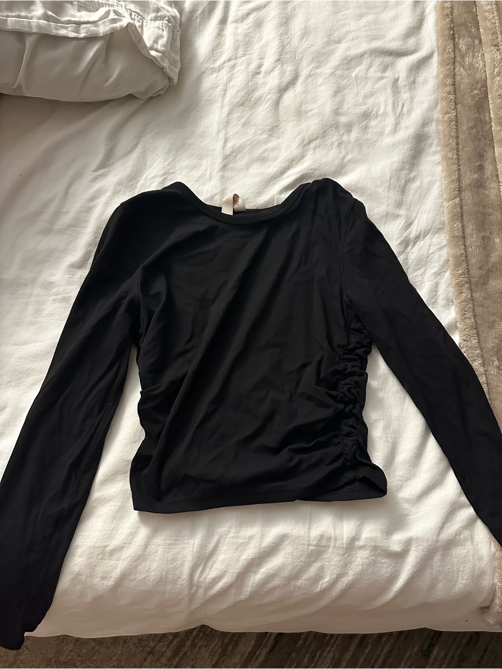 lululemon athletica Black Long Sleeve Side-Ruched Top